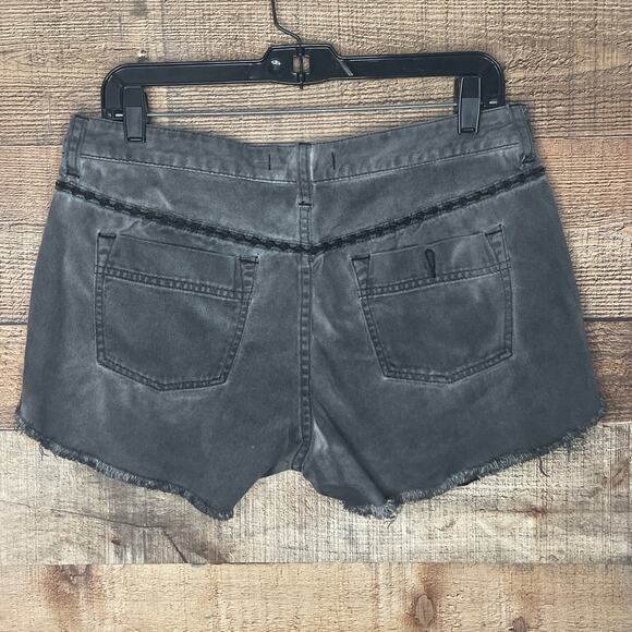 Free People Distressed Shorts Frayed Hem Gray Denim Black Trim Size 29 - Picture 6 of 10